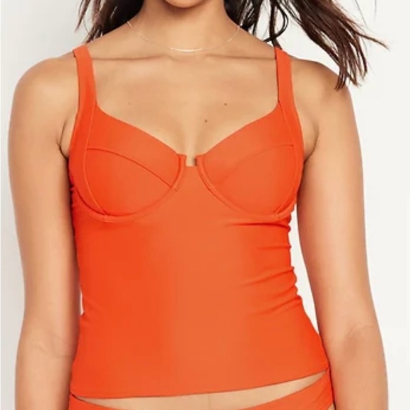 Old Navy Underwire Orange Removable Pads Adjustable Straps NWT Tankini Top Small - Picture 1 of 5